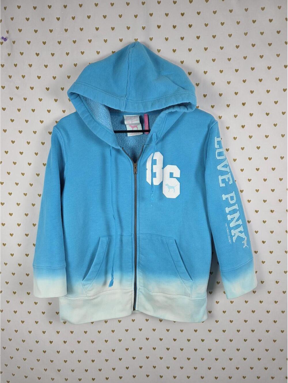 Victorias Secret Pink VINTAGE y2k Quarter Sleeve Gradient 86 Hoodie Jacket LARGE